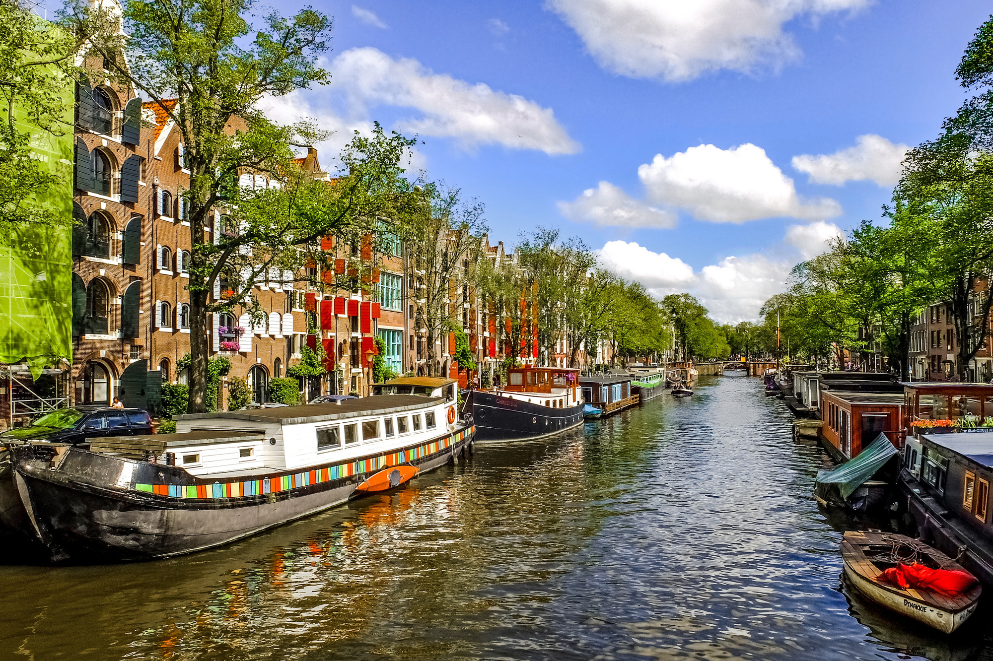 Boats in the Canal in Amaterdam