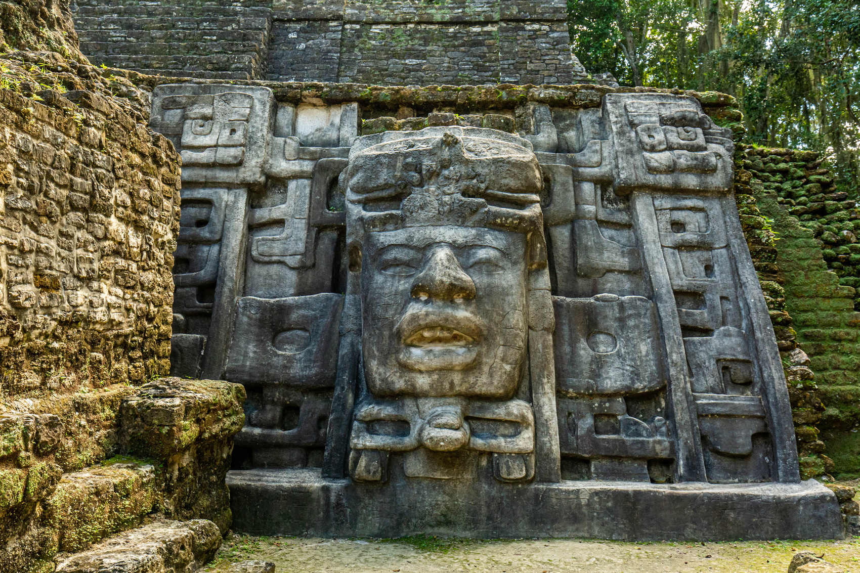 Lamanai archaeological reserve mayan Mast Temple in Belize