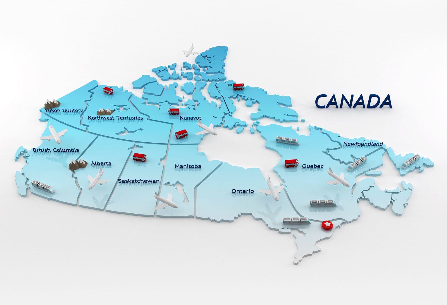 Canada map with travel icons