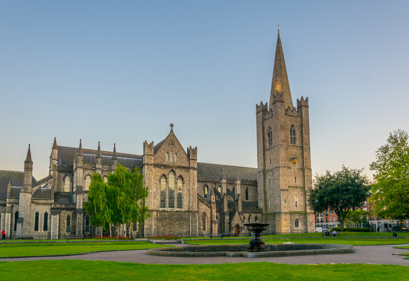 Night view of the St. Patrick's Cathedral in Dublin, Ireland