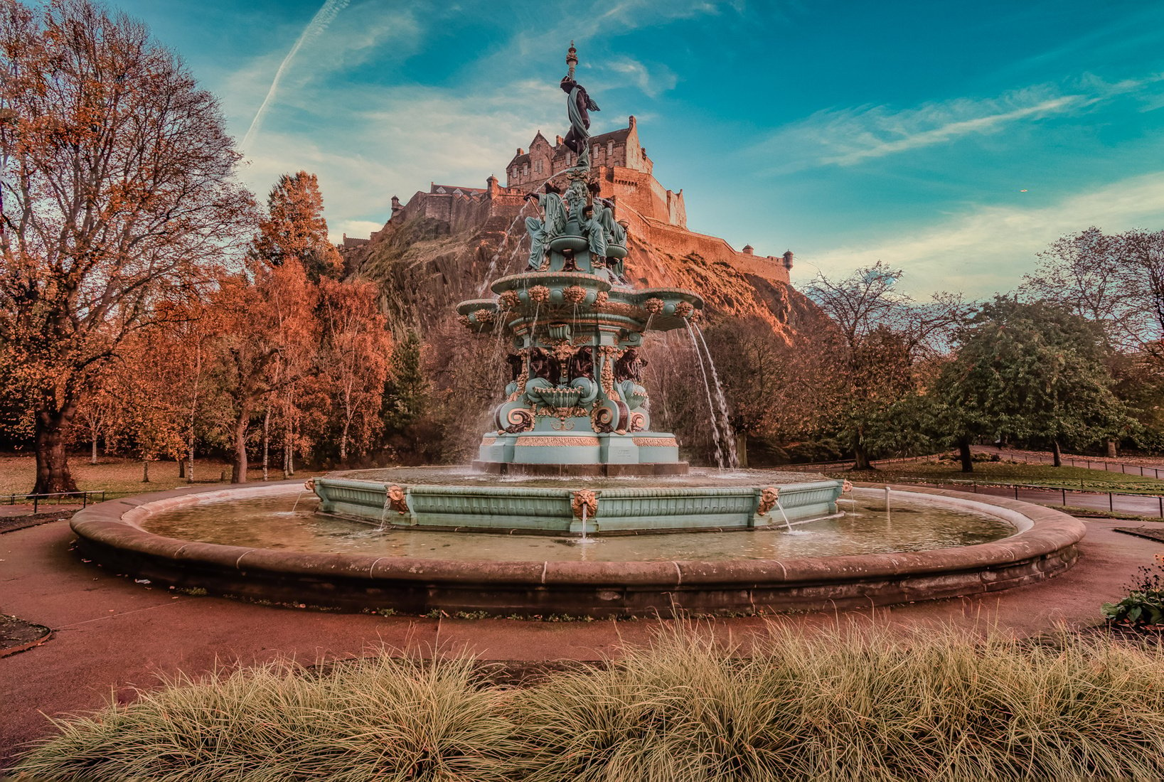 Water Fountain Under the Blue Sky