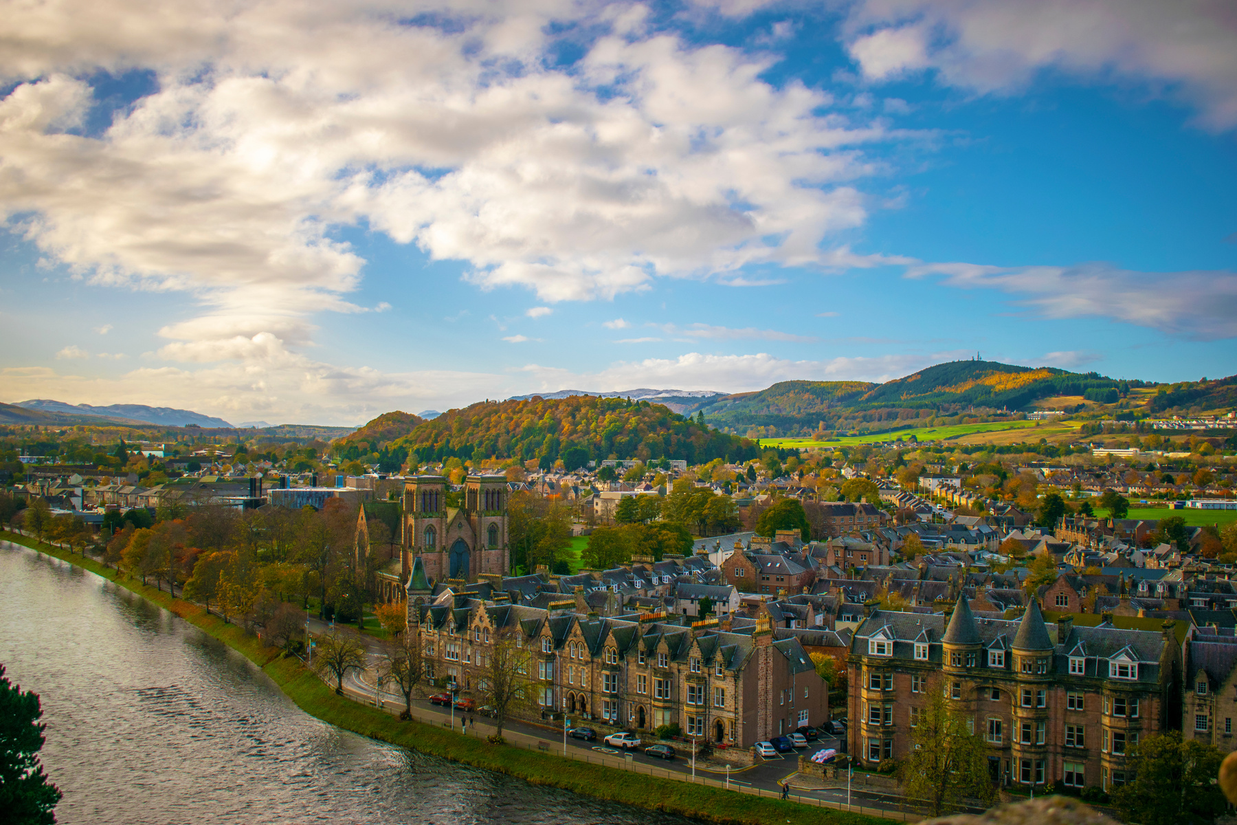 Inverness Scotland Landscape with buildings architecture Inverness Travel Scotland Concept