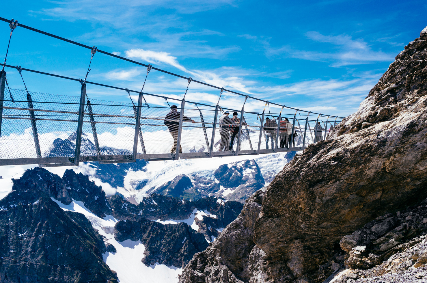 People on the Mount Titlis walkway Switzerland