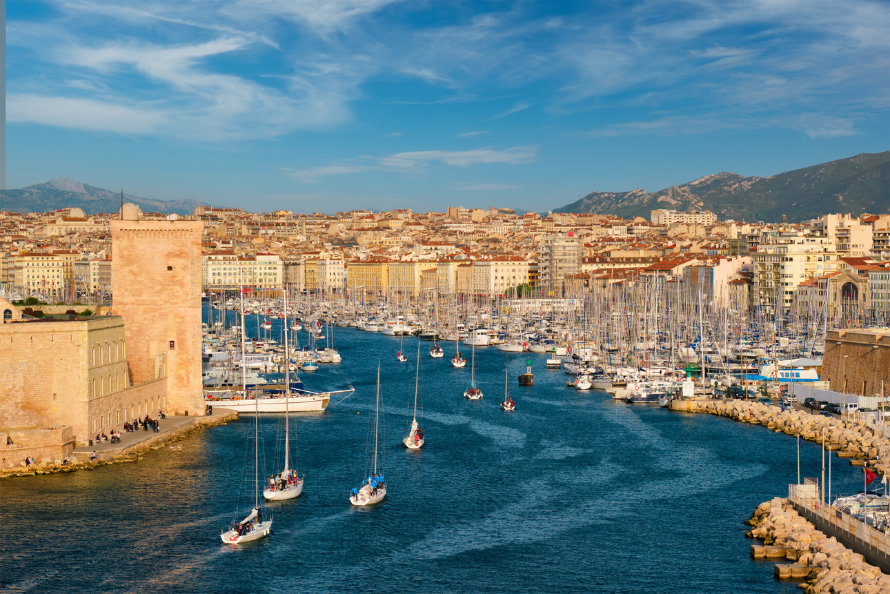 Yachts Coming to Marseille Old Port on Sunset. Marseille, France