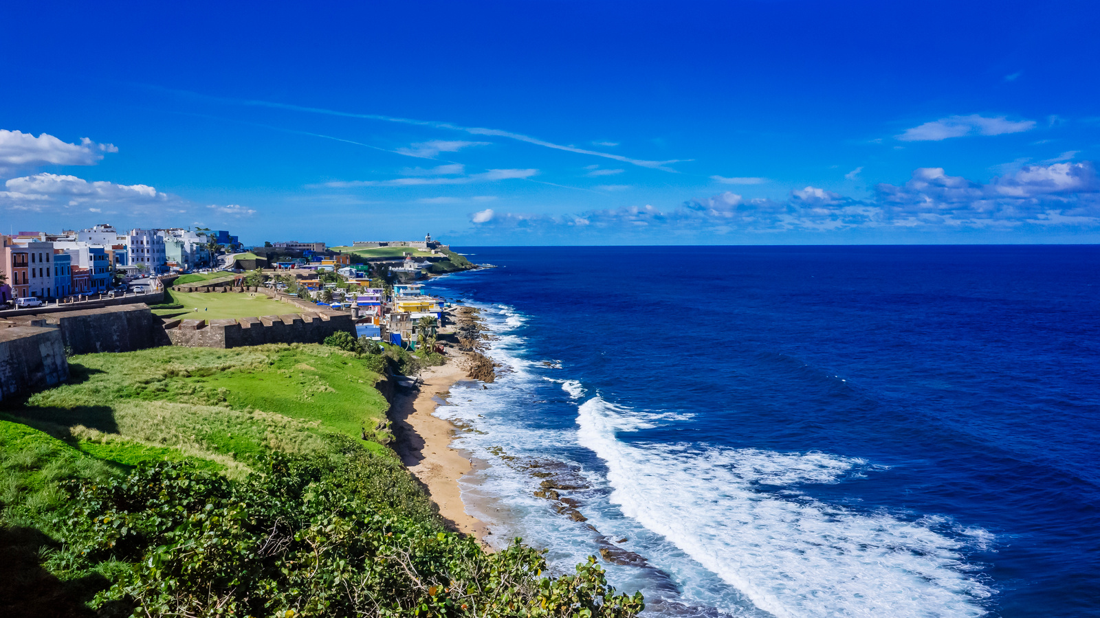 Coastline of Puerto Rico with Houses of Old San Juan