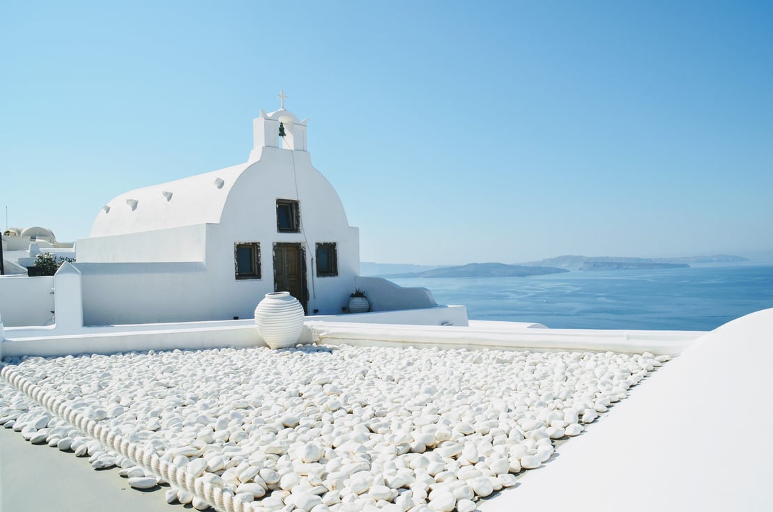 White stone roof in Santorini