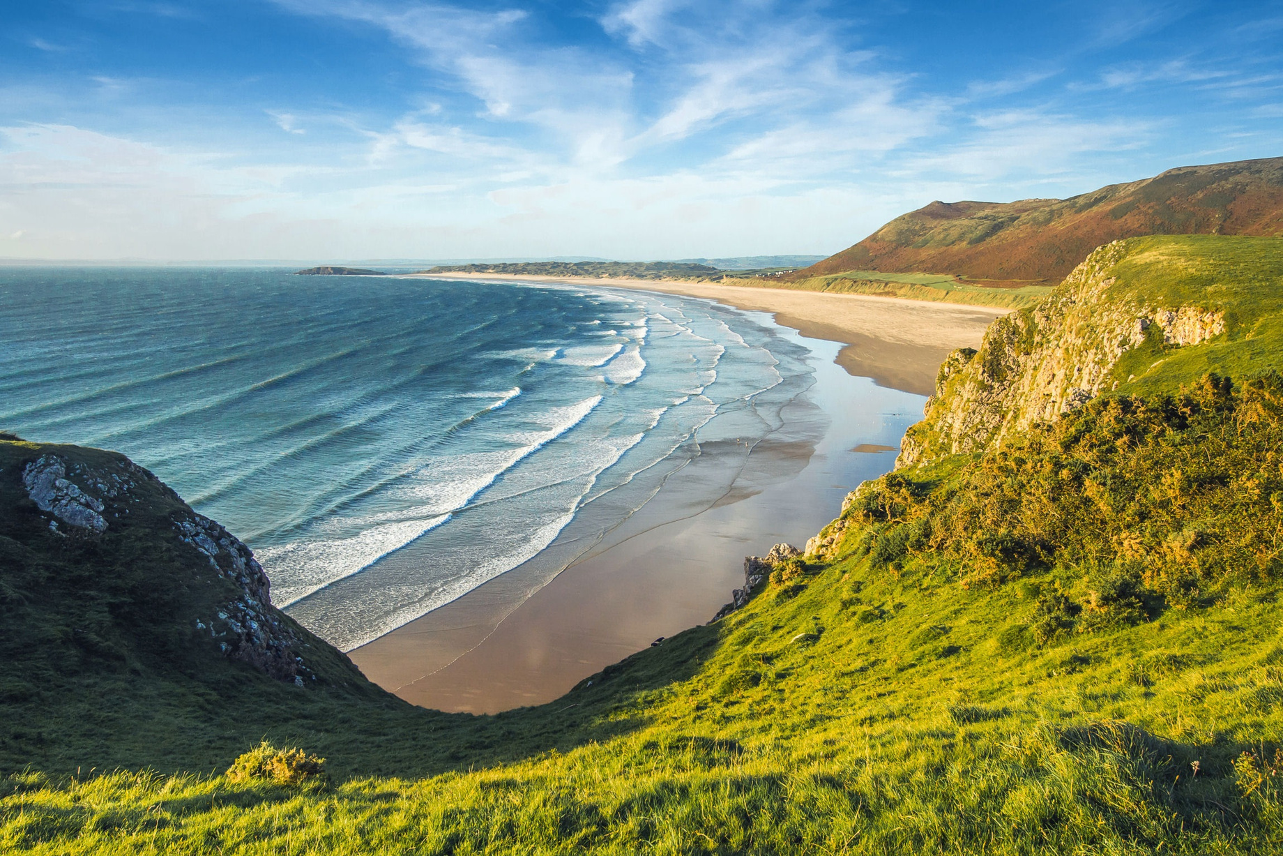 Beach and Sea View from a Cliff, Wales